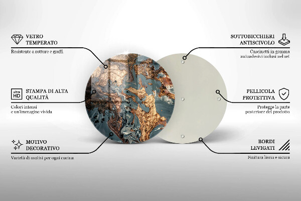 Tocător din sticlă Stâncă decorativă cu aur