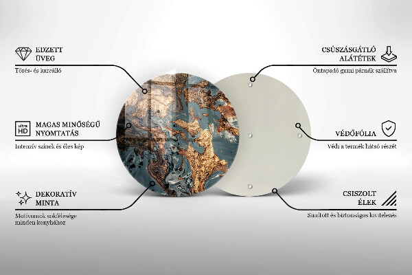 Tocător din sticlă Stâncă decorativă cu aur