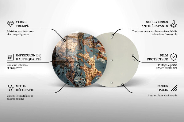 Tocător din sticlă Stâncă decorativă cu aur