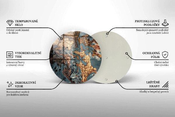 Tocător din sticlă Stâncă decorativă cu aur