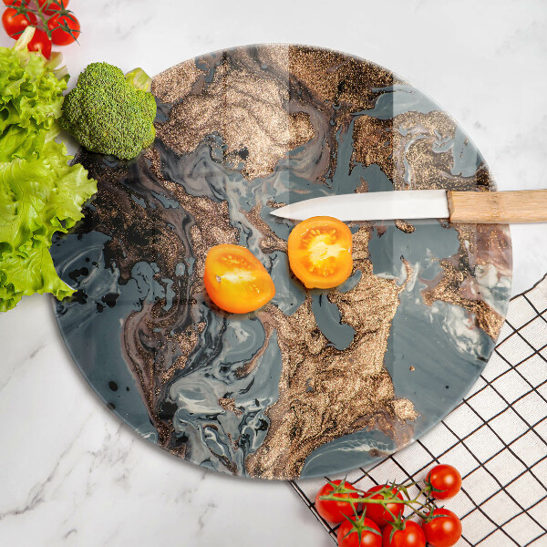 Tocător din sticlă Stâncă decorativă cu aur