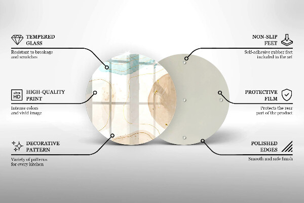 Tocător din sticlă Pete boho și auriu