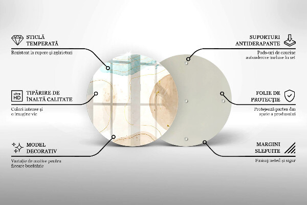 Tocător din sticlă Pete boho și auriu