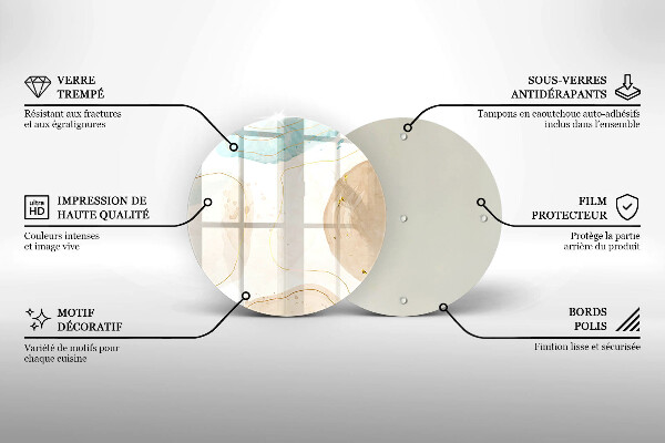 Tocător din sticlă Pete boho și auriu