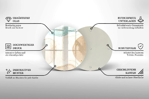 Tocător din sticlă Pete boho și auriu
