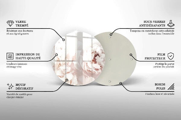 Tocător de bucătărie Bujori pastel