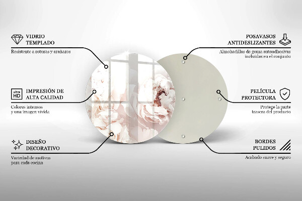 Tocător de bucătărie Bujori pastel