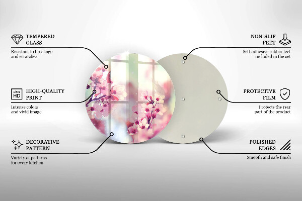Tocător de bucătărie Flori roz de primăvară