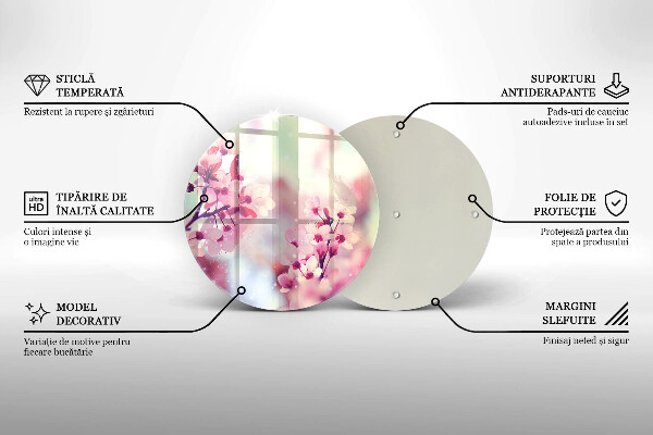 Tocător de bucătărie Flori roz de primăvară