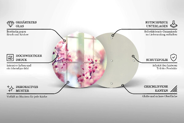 Tocător de bucătărie Flori roz de primăvară