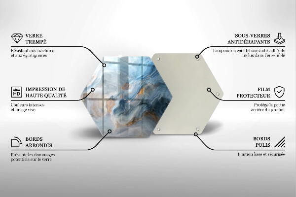 Tocător sticlă Textura marmură