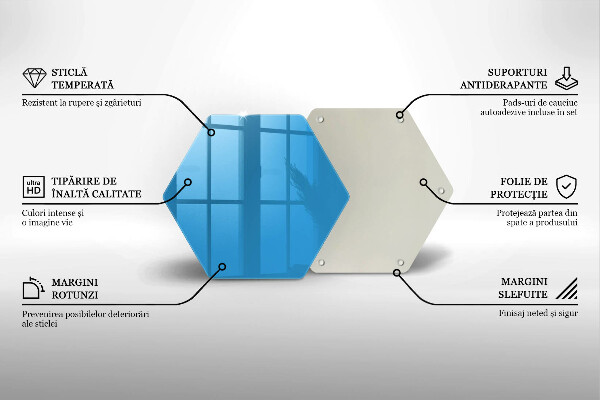 Tocător din sticlă Culoarea albastra
