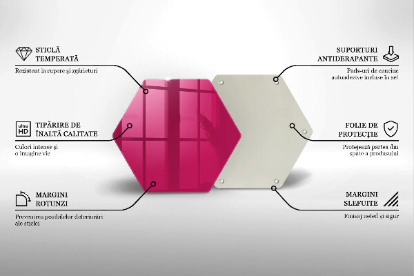Tocător din sticlă Culoarea roz