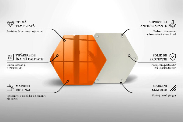 Tocător din sticlă culoare portocalie