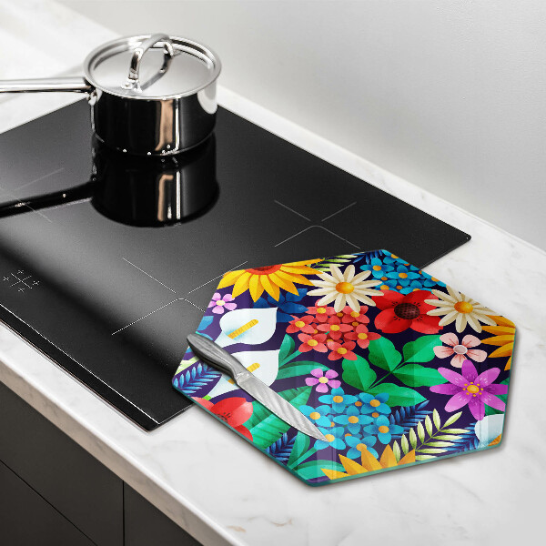 Tocător de bucătărie Ilustrație de luncă cu flori