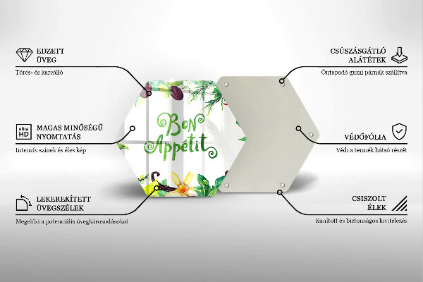 Tocător sticlă Inscripție Bon appetit