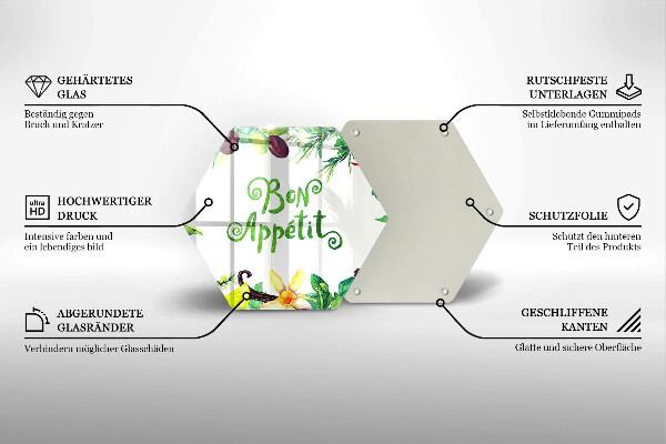 Tocător sticlă Inscripție Bon appetit