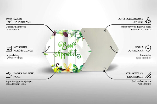 Tocător sticlă Inscripție Bon appetit