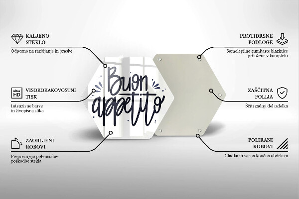 Tocător sticlă Inscripție Buon Appetito