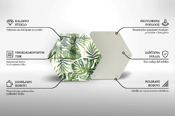 Tocător sticlă Ilustrație cu frunze de monstera