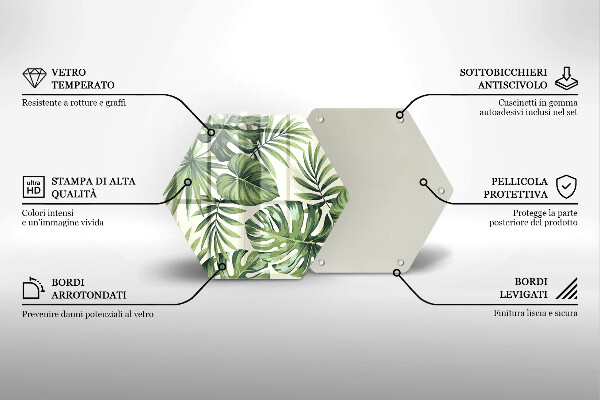 Tocător sticlă Ilustrație cu frunze de monstera