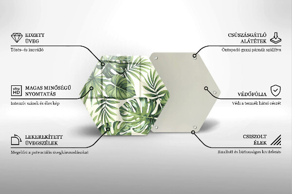 Tocător sticlă Ilustrație cu frunze de monstera