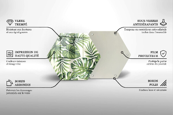 Tocător sticlă Ilustrație cu frunze de monstera