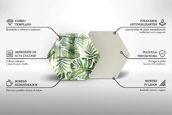 Tocător sticlă Ilustrație cu frunze de monstera