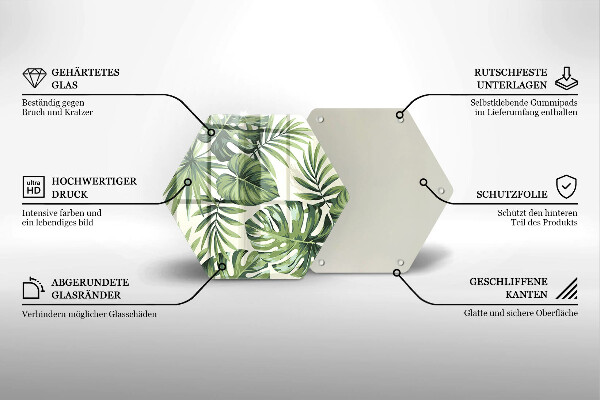 Tocător sticlă Ilustrație cu frunze de monstera