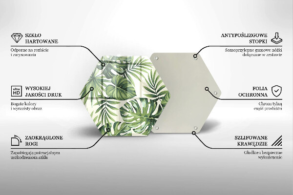 Tocător sticlă Ilustrație cu frunze de monstera