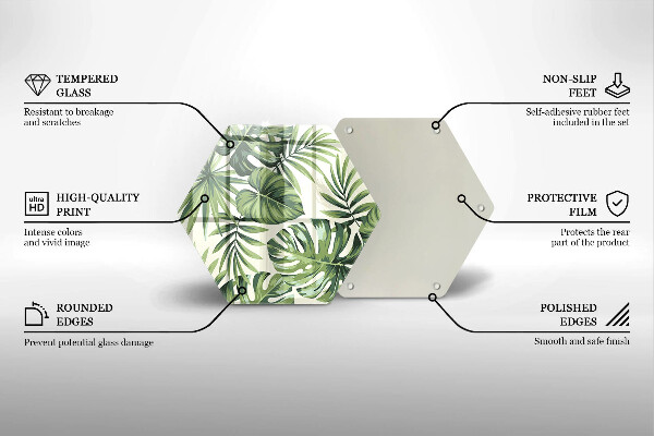 Tocător sticlă Ilustrație cu frunze de monstera