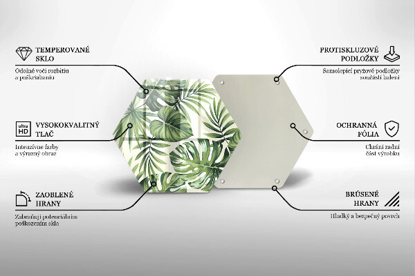 Tocător sticlă Ilustrație cu frunze de monstera