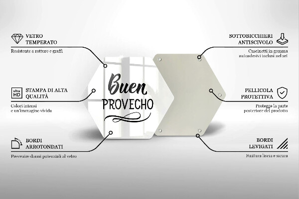 Tocător sticlă Inscripția Buen provecho