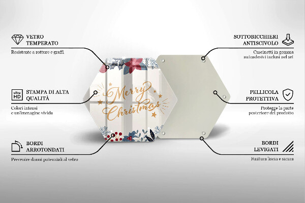 Tocător sticlă Inscripție Merry Christmas