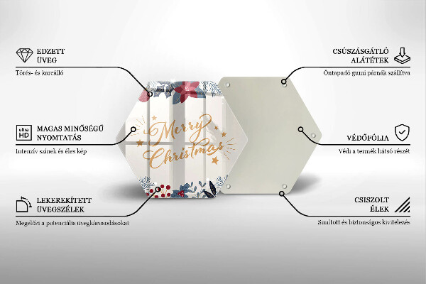 Tocător sticlă Inscripție Merry Christmas