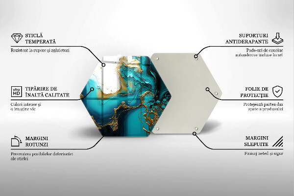Tocător din sticlă Abstracție turcoaz