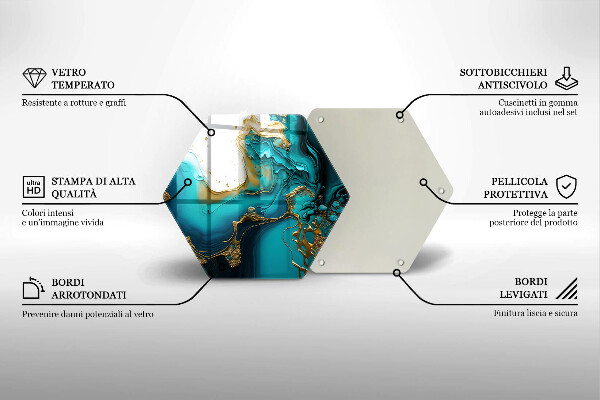 Tocător din sticlă Abstracție turcoaz