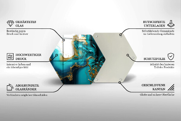 Tocător din sticlă Abstracție turcoaz