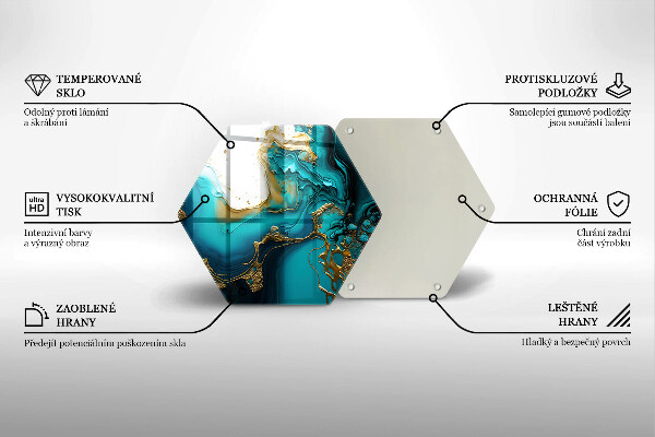 Tocător din sticlă Abstracție turcoaz