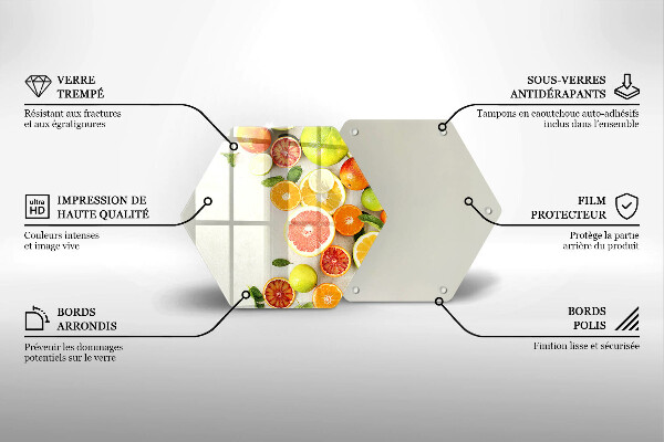Tocător din sticlă Citrice