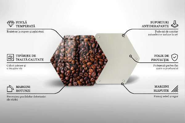 Tocător din sticlă Boabe de cafea