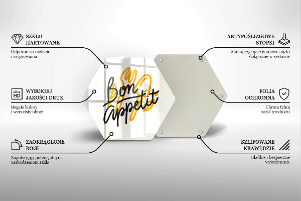 Tocător din sticlă Inscripție Bon appetit