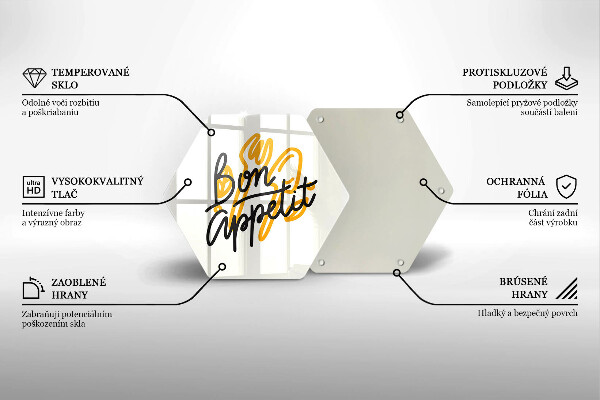 Tocător din sticlă Inscripție Bon appetit