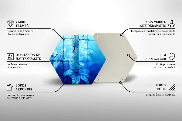 Tocător din sticlă Flori albastre
