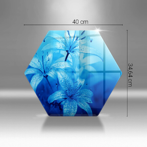 Tocător din sticlă Flori albastre