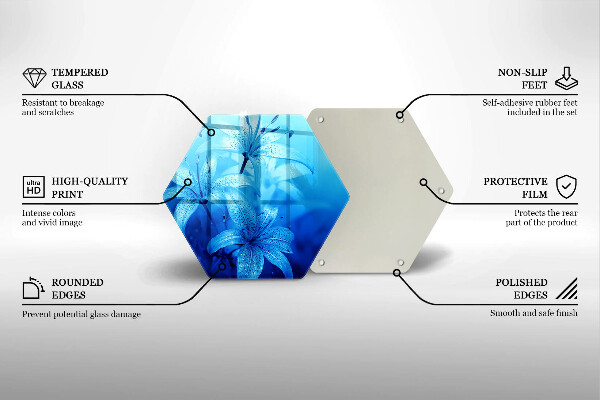 Tocător din sticlă Flori albastre