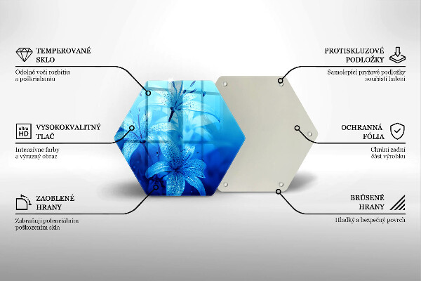 Tocător din sticlă Flori albastre