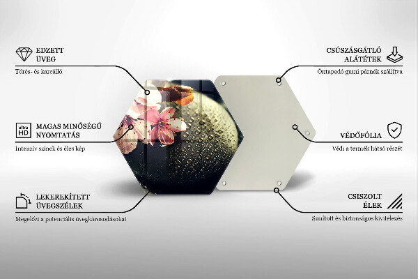 Tocător din sticlă Flori pietre zen