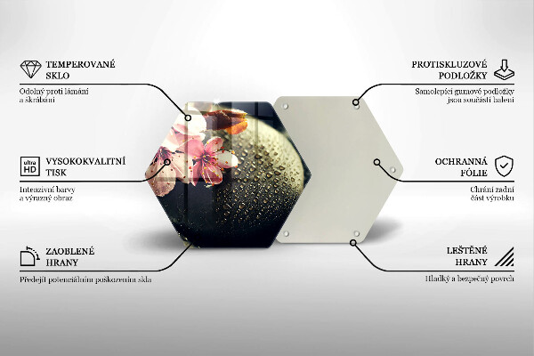 Tocător din sticlă Flori pietre zen