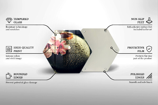 Tocător din sticlă Flori pietre zen